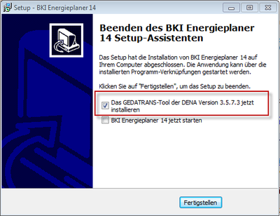 Installation GEDATRANS-Tool der DENA